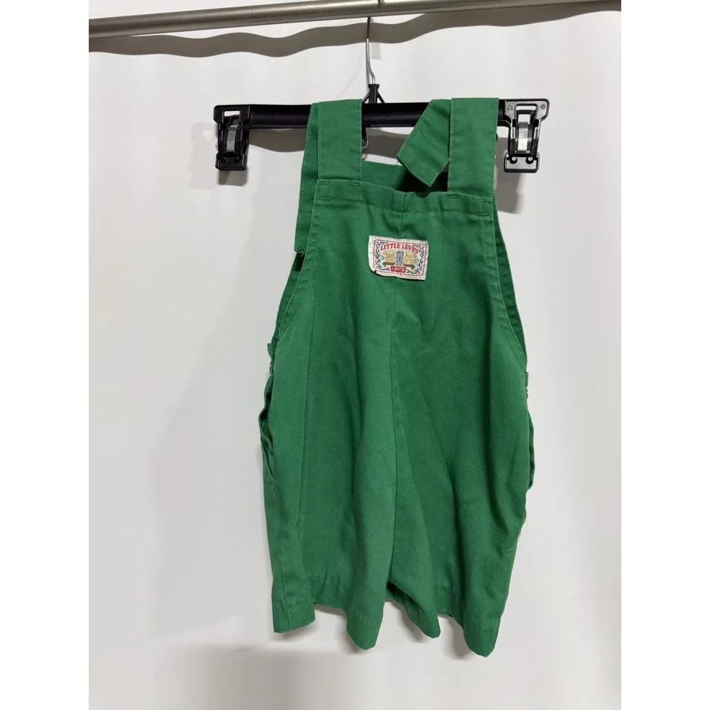Vintage Little Levis Overalls Green 90s Sz 12 Mo? VTG Levi's Fast Shipping Read